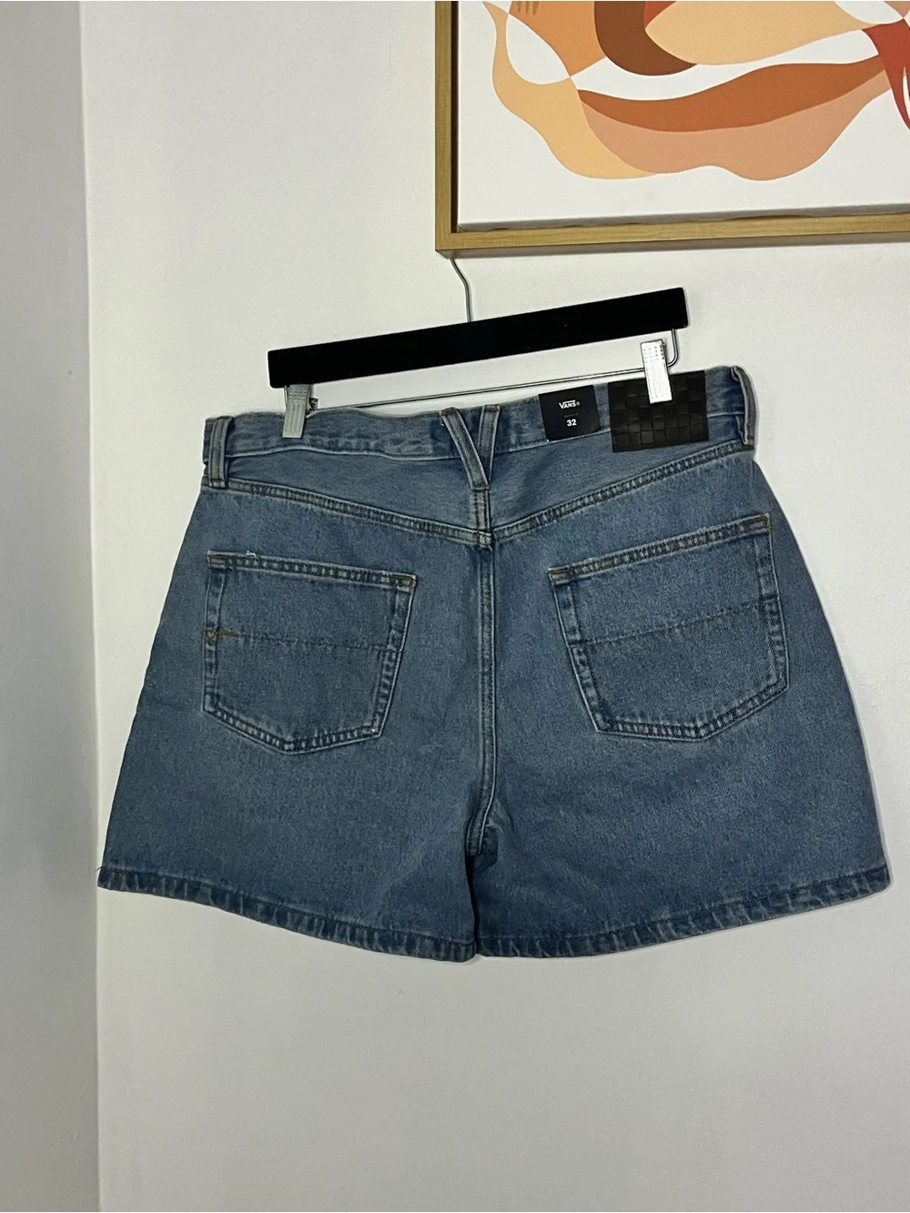 New Vans Check 5 Mid-rise Baggy Denim Shorts Size 32